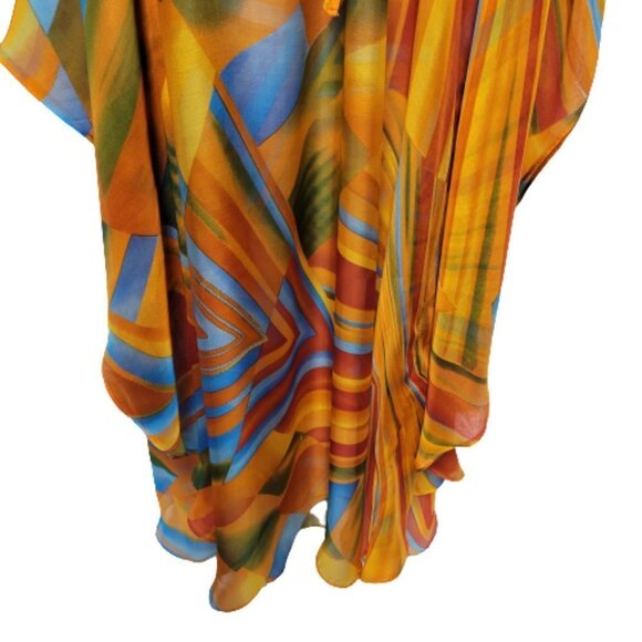 CUSTOM Made Silk Kaftan Multicolor Dress Caftan Tunic Silk Cover Up Silk Gown - Picture 8 of 14